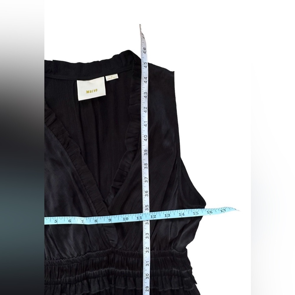 Anthropologie Maeve "La Habana" Black Ruffled V-Neck Dress Size Small​ - Picture 6 of 10